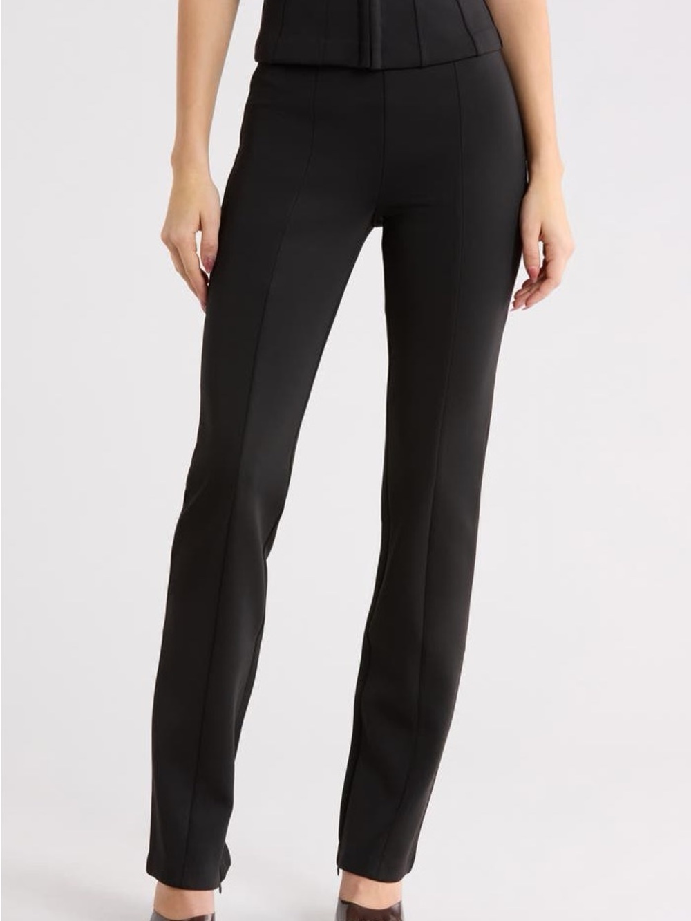 GOOD AMERICAN Straight-Leg Knit Dressy Pants